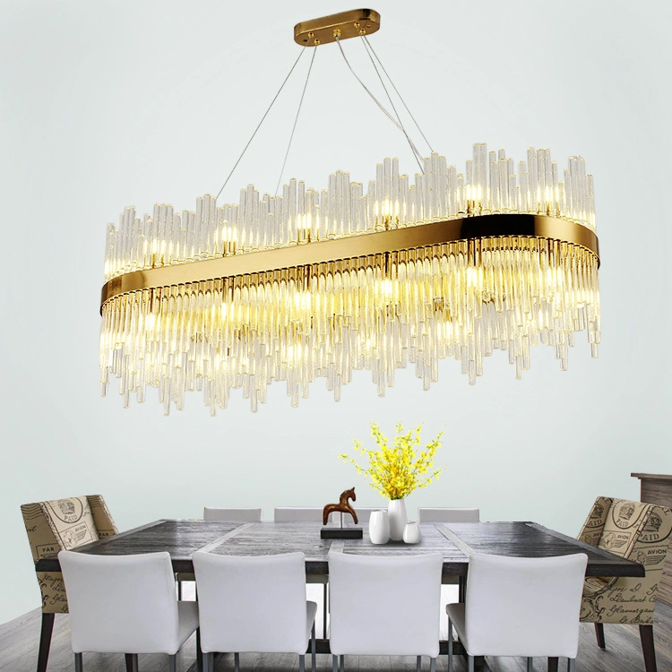 Luxury Modern Home Decorative Pendant Light Gold Rectangle Crystal Chandeliers (WH-AP-89)